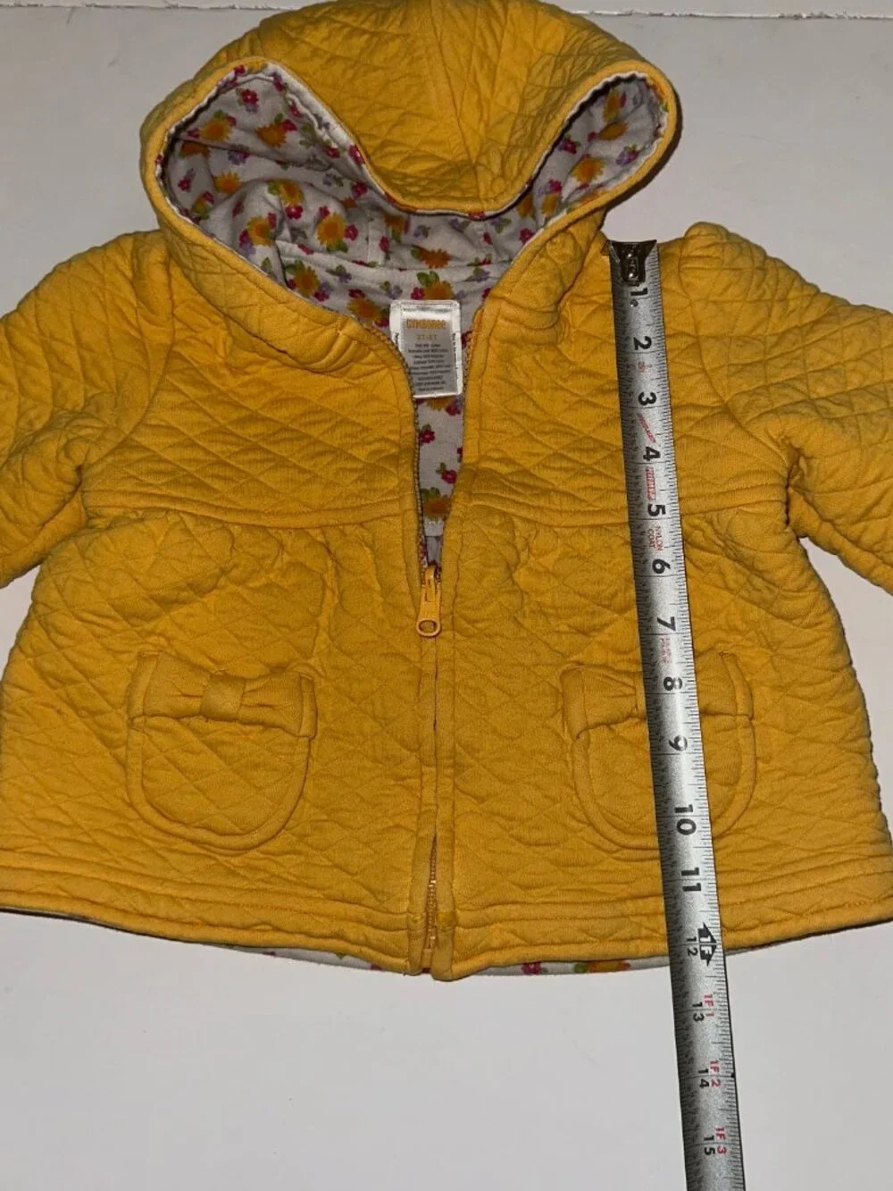 Gymboree 2011 Reversible Quilted Hooded Jacket Sz 2T-3T Yellow & Ditsy Floral
